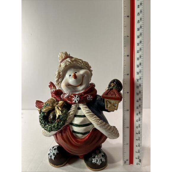 Set of 3 Hand Painted Snowmen Figurines Christmas Winter Decor 6" Tall - Picture 2 of 16